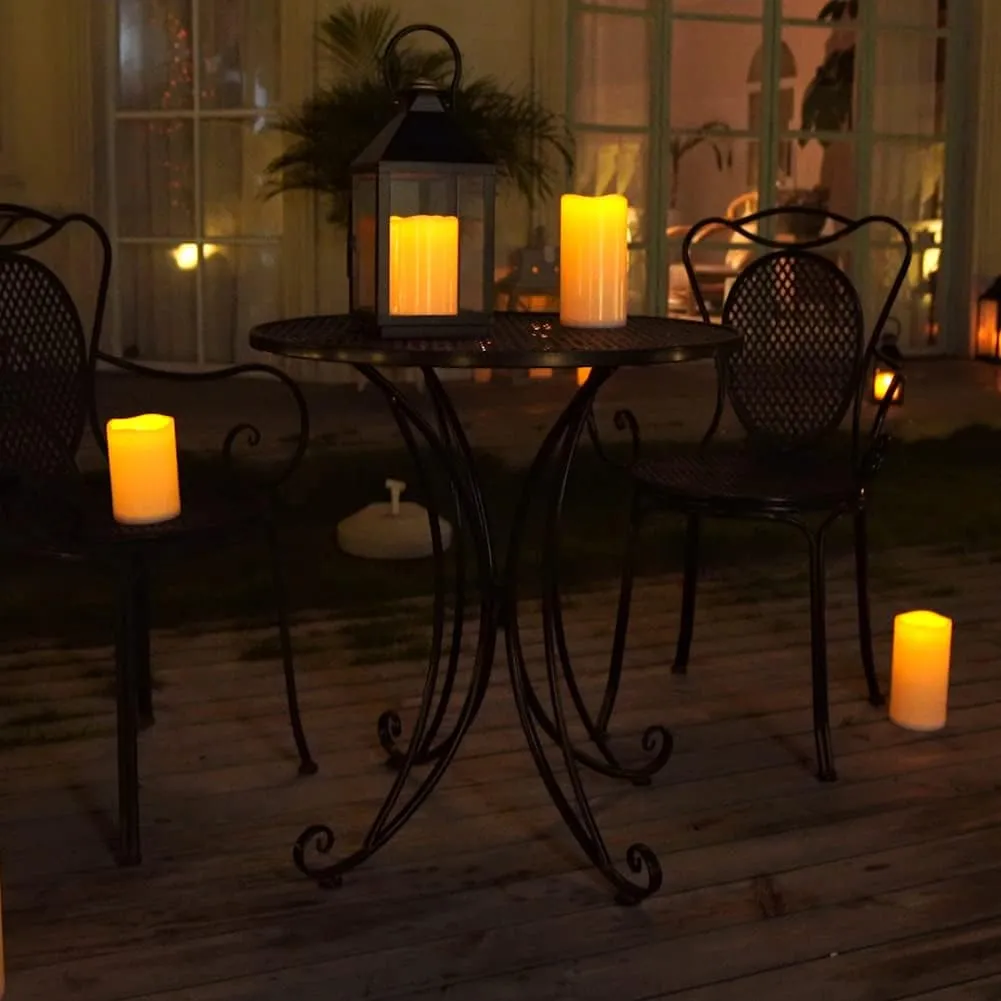 Homemory 8" x 4" Large Waterproof Outdoor Flameless Candles with Remote Control and Timer, Battery Operated Flickering LED Pillar Candles for Indoor Outdoor Lanterns, Porch, Long Lasting, Set of 2