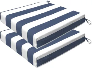 Honeycomb Outdoor Cushion Set 20" x 20", Cabana Stripe Blue & White Dining Patio Cushions