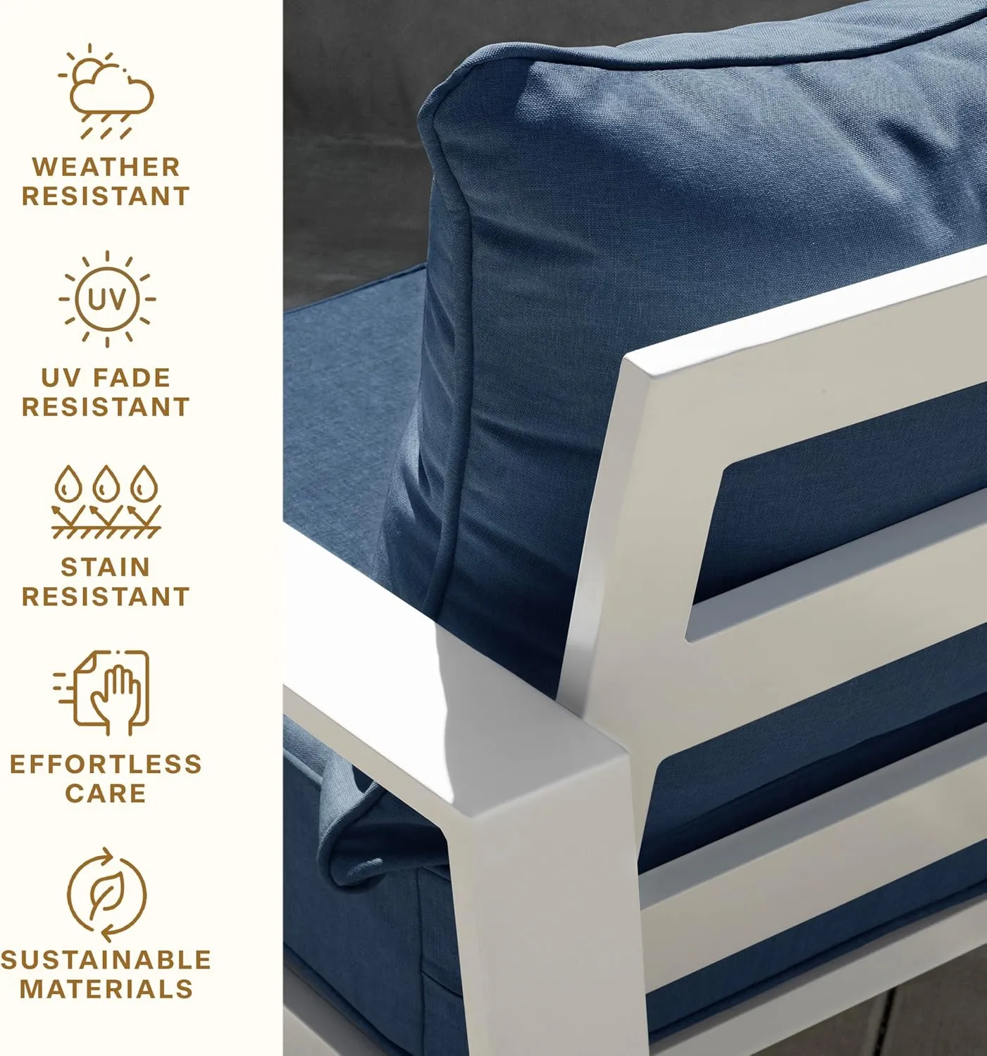 Honeycomb Outdoor Deep Seat, 24" W x 23" D, Cabana Stripe Blue & White Outdoor Chair Cushion