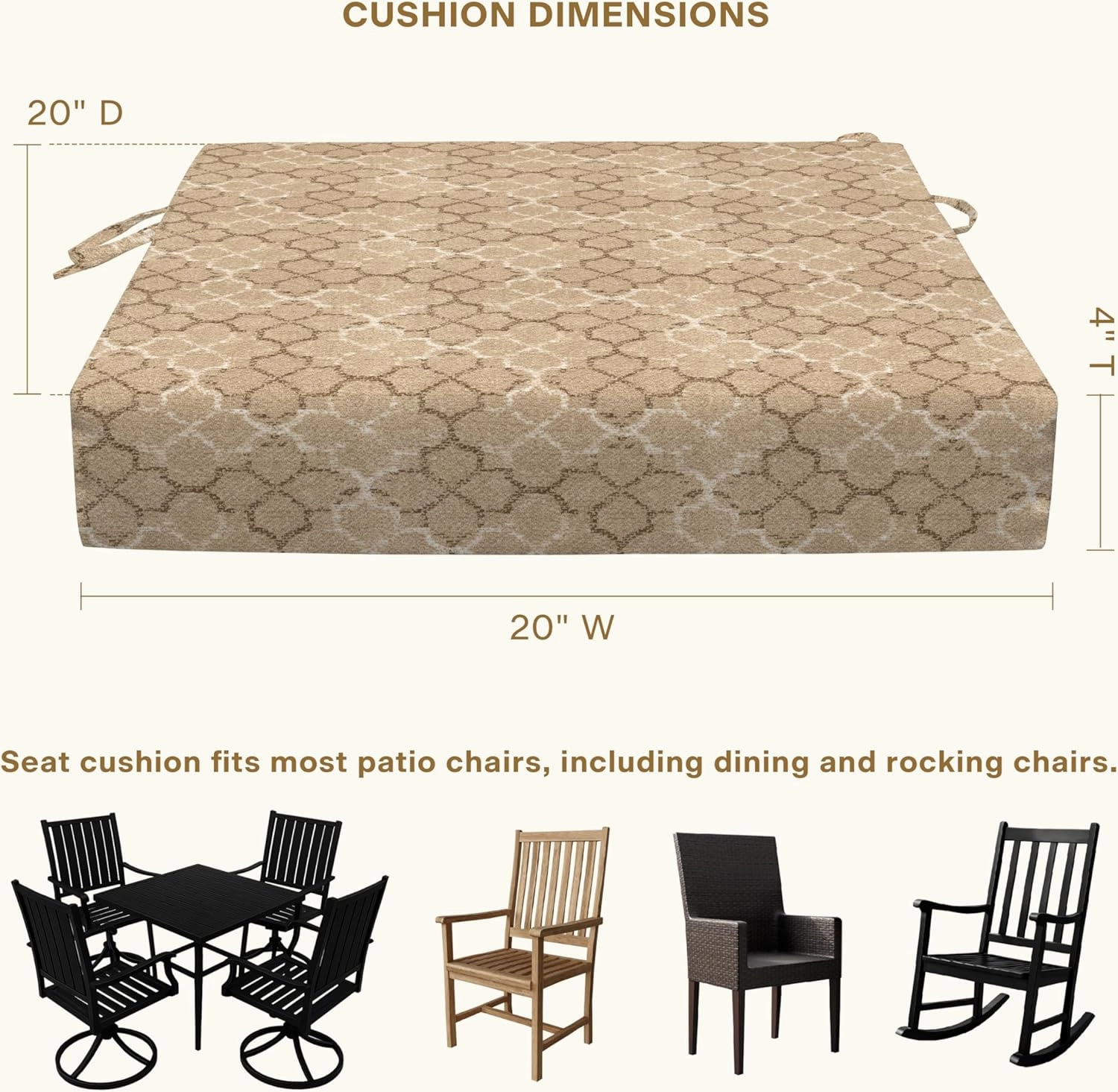 Honeycomb Outdoor Cushion Set 20" x 20", Courtyard Geo Dining Patio Cushions