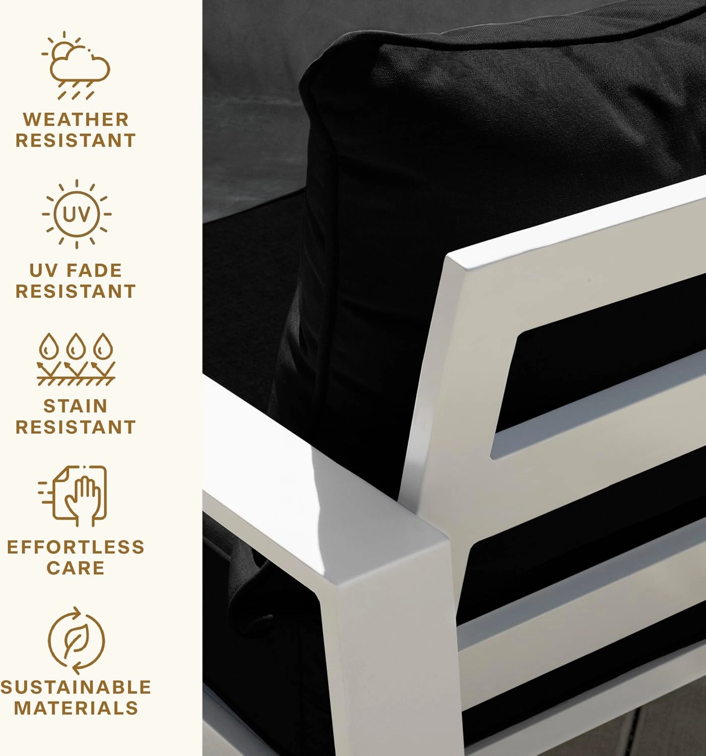 Honeycomb Outdoor Deep Seat, 24" W x 23" D, Cabana Stripe Black & Ivory Outdoor Chair Cushion