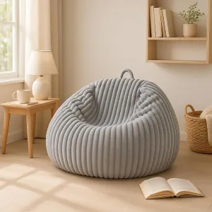 Honeydak Fluffy Stuffed Animal Storage Bean Bag Chair Cover (No Filler) Comfy Bean Bag Cover Without Filling or Home Bedroom Decor Organizing Plush Doll Textile Holder(Dark Gray,L)