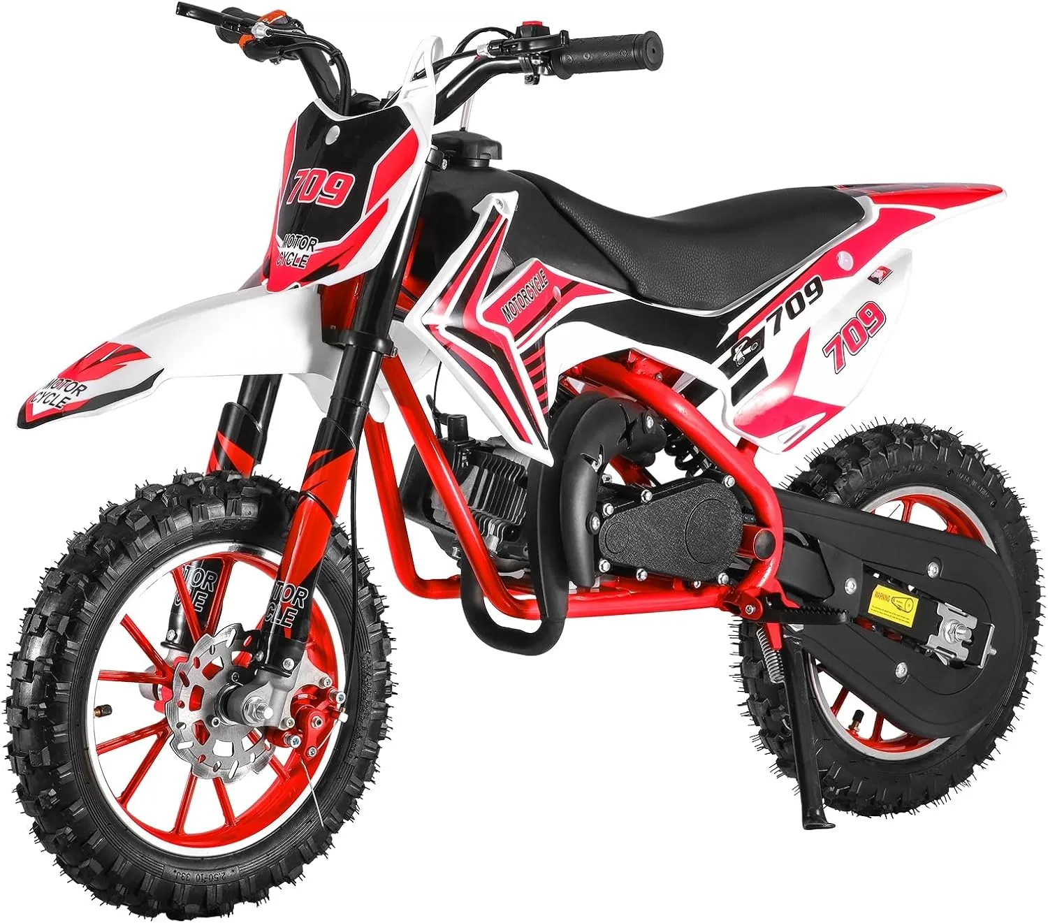 Honrane 50cc Kids Dirt Bike, 2-Strok Gas Dirt Bike, Gas Power Motocross Bike, Off Road Gas Pocket Bike, Mini Dirt Bike for Kids, Gas Powered Dirt Bike, Gas Motorcycle with Front Rear Disc Brakes Red