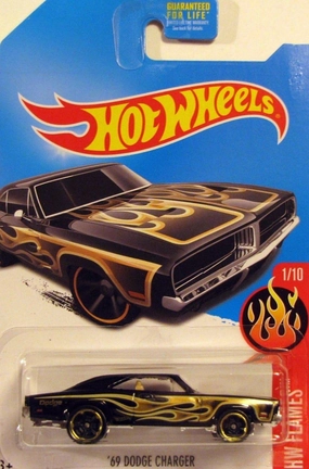 HOT WHEELS 2016 RELEASE KMART DAYS EXCLUSIVE BLACK WITH GOLD FLAMES '69 DODGE CHARGER DIE-CAST
