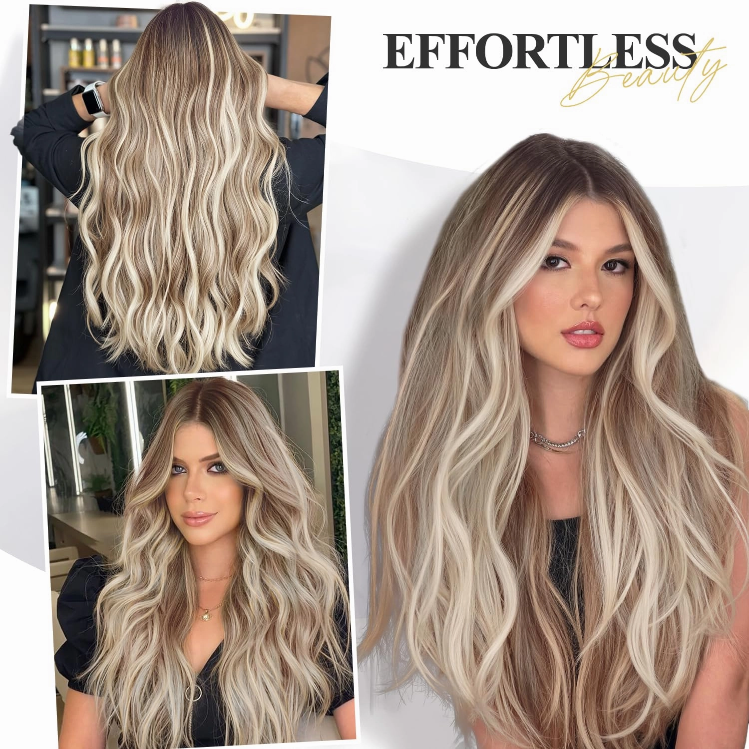 Human Hair Extensions Micro Ring PU Hair Extensions Glueless Remy Human Hair Extension with Holes Ash Blonde Highlight Blonde 18/613 Invisible Tape in Hair Extension for Women (30g 4Pcs,16 Inch)