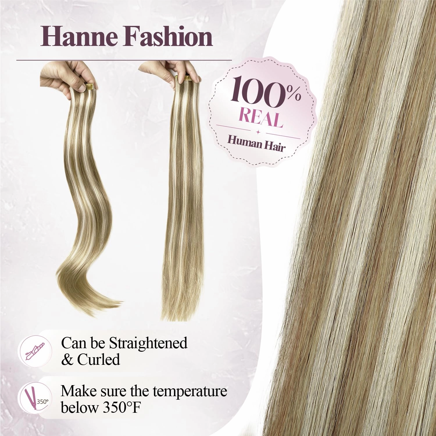 Human Hair Extensions Micro Ring PU Hair Extensions Glueless Remy Human Hair Extension with Holes Highlight Blonde 9A/P60 Invisible Tape in Hair Extension for Women (35g 4Pcs,16 Inch)