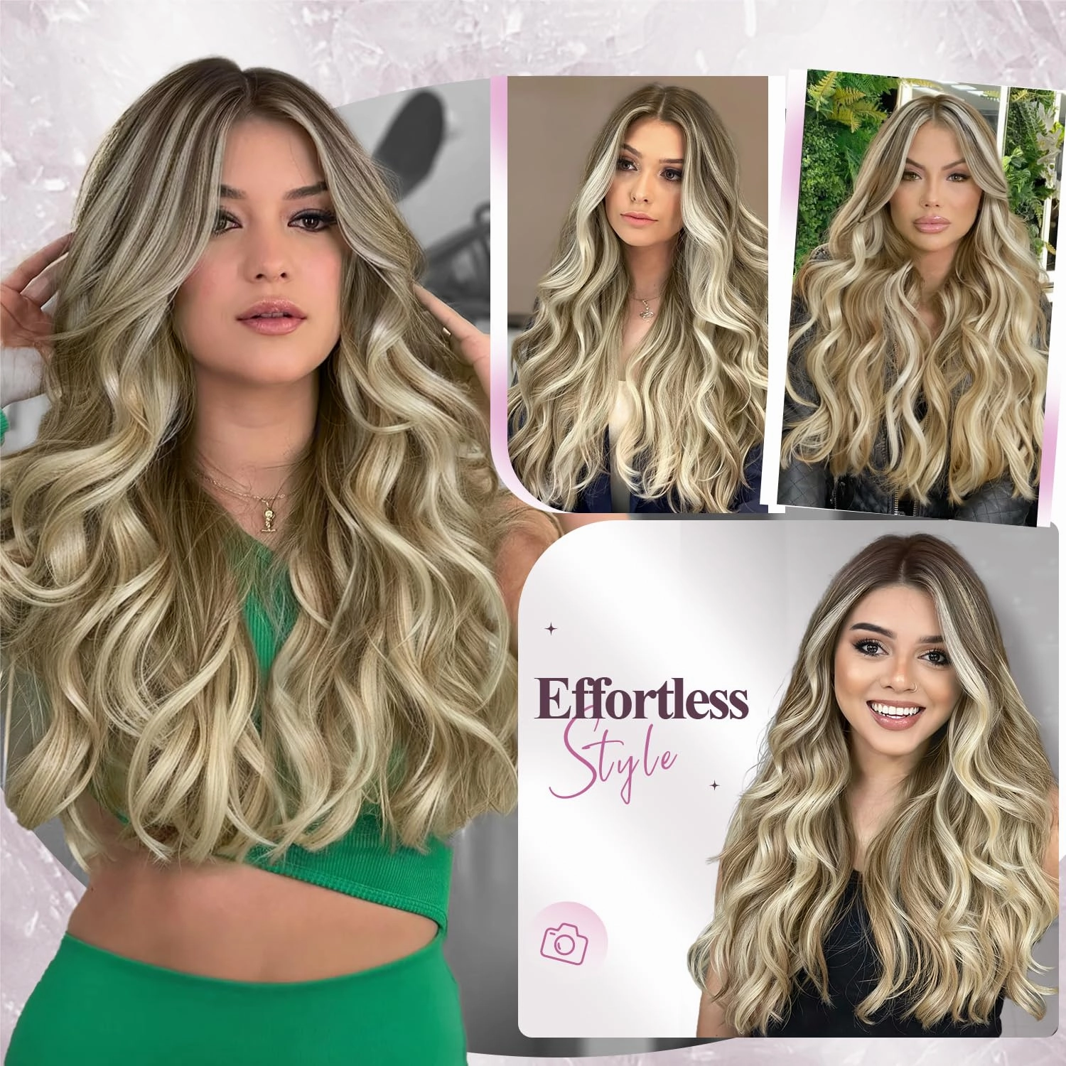 Human Hair Extensions Micro Ring PU Hair Extensions Glueless Remy Human Hair Extension with Holes Highlight Blonde 9A/P60 Invisible Tape in Hair Extension for Women (35g 4Pcs,16 Inch)