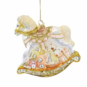 (Hur836a) Fancy Pink Rocking Horse With Gifts