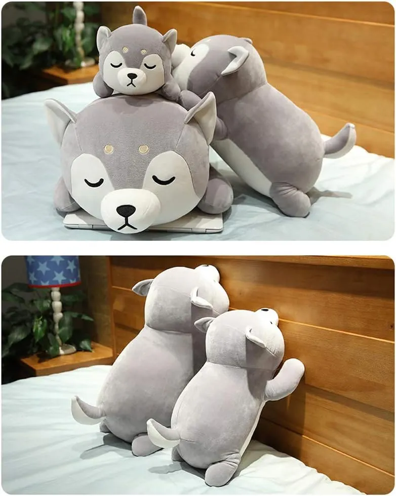 Husky Plush Pillow,Huskie Stuffed Animal Toy Puppy Throw Pillow for Kids and Adults (13.7 inch)