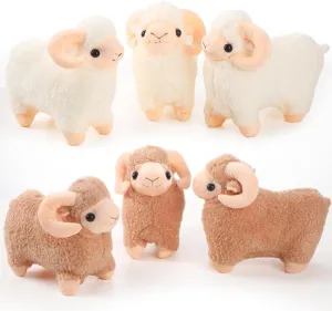 HyDren 6 Pcs Lamb Stuffed Animal for Boys and Girls Sheep Stuffed Animal Fluffy Cute Soft Sheep Toy Lamb Doll Gifts for Classroom Exchange, Machine Washable, 2 Colors