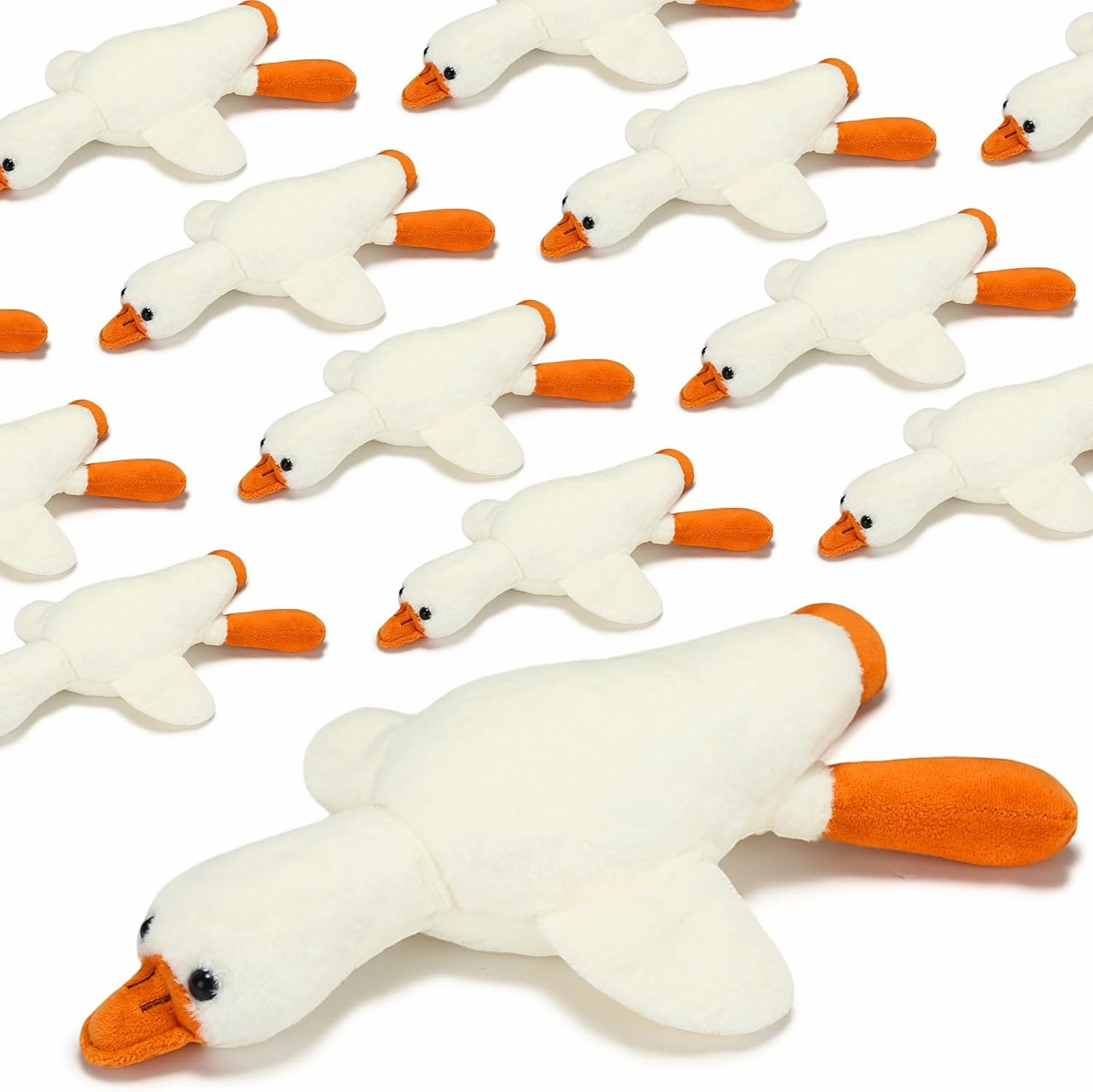 HyDren 12 Pcs Goose Stuffed Animal Bulk 8 Inch Soft Goose Plush Stuffed Animal Toy White Plush Toy Doll for Graduation Birthday Party Baby Shower Supplies