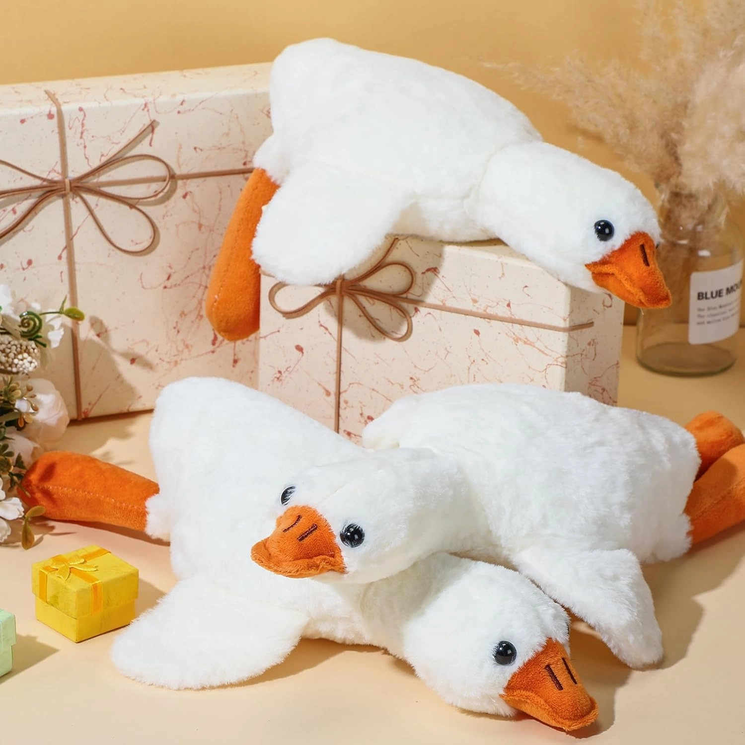 HyDren 8 Pcs Goose Stuffed Animal 8 Inch Goose Plush Soft Stuffed Animal Toy White Yellow Plush Toy Doll for Birthday Party Baby Shower Supplies Home Decorations