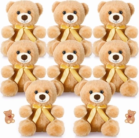 HyDren 8 Pieces 8 Inch Bears Bulk Stuffed Animals Bulk Soft Plush Bears Doll with Bow Tie for Boy Girl Baby Shower Birthday Graduation Decoration Party Gift