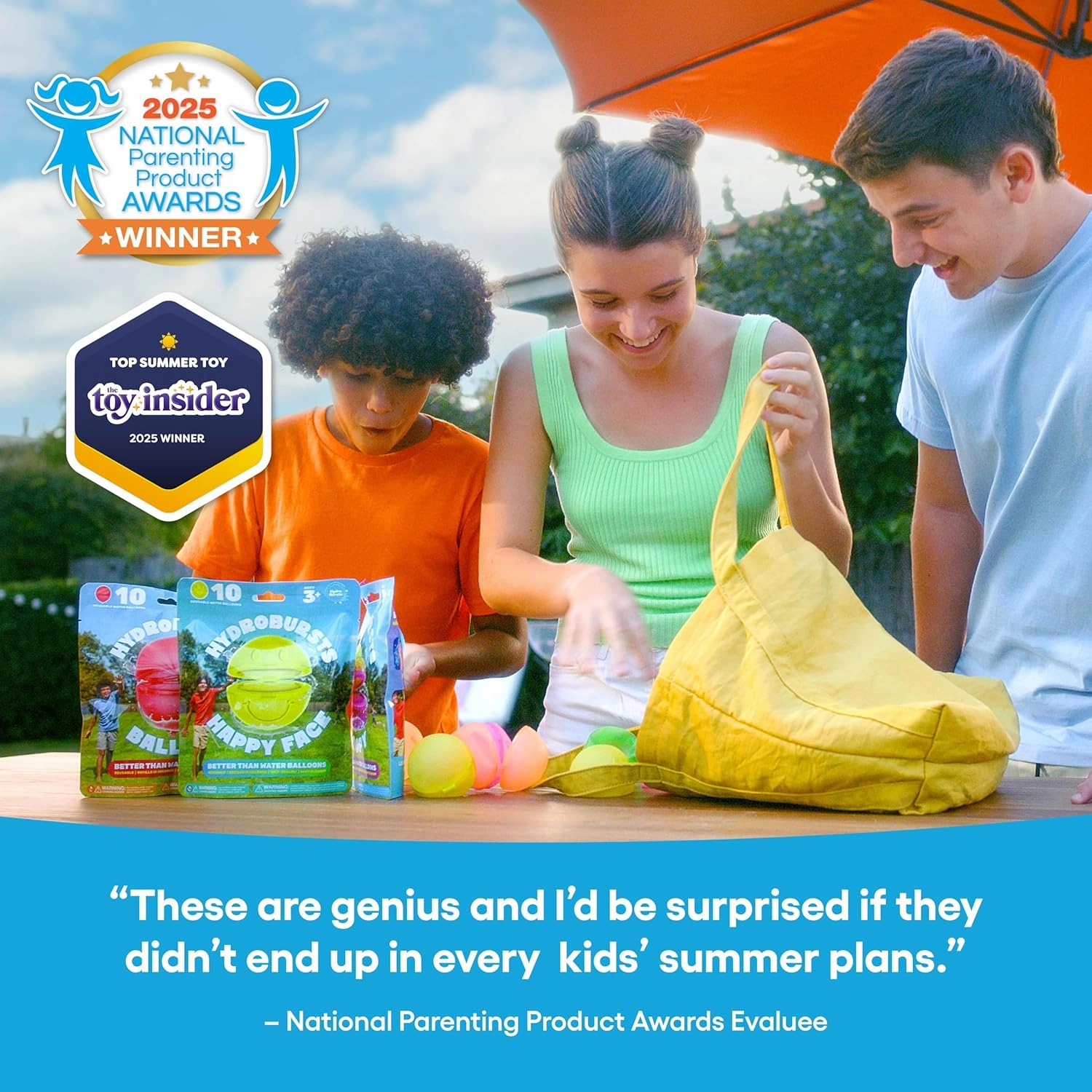 Hydroburst 10-pack Reusable Water Balloons by Relatable, For The Pool, Beach Toys And Outdoor Play Toys, Includes 10 Refillable Balloons With Poopy Faces