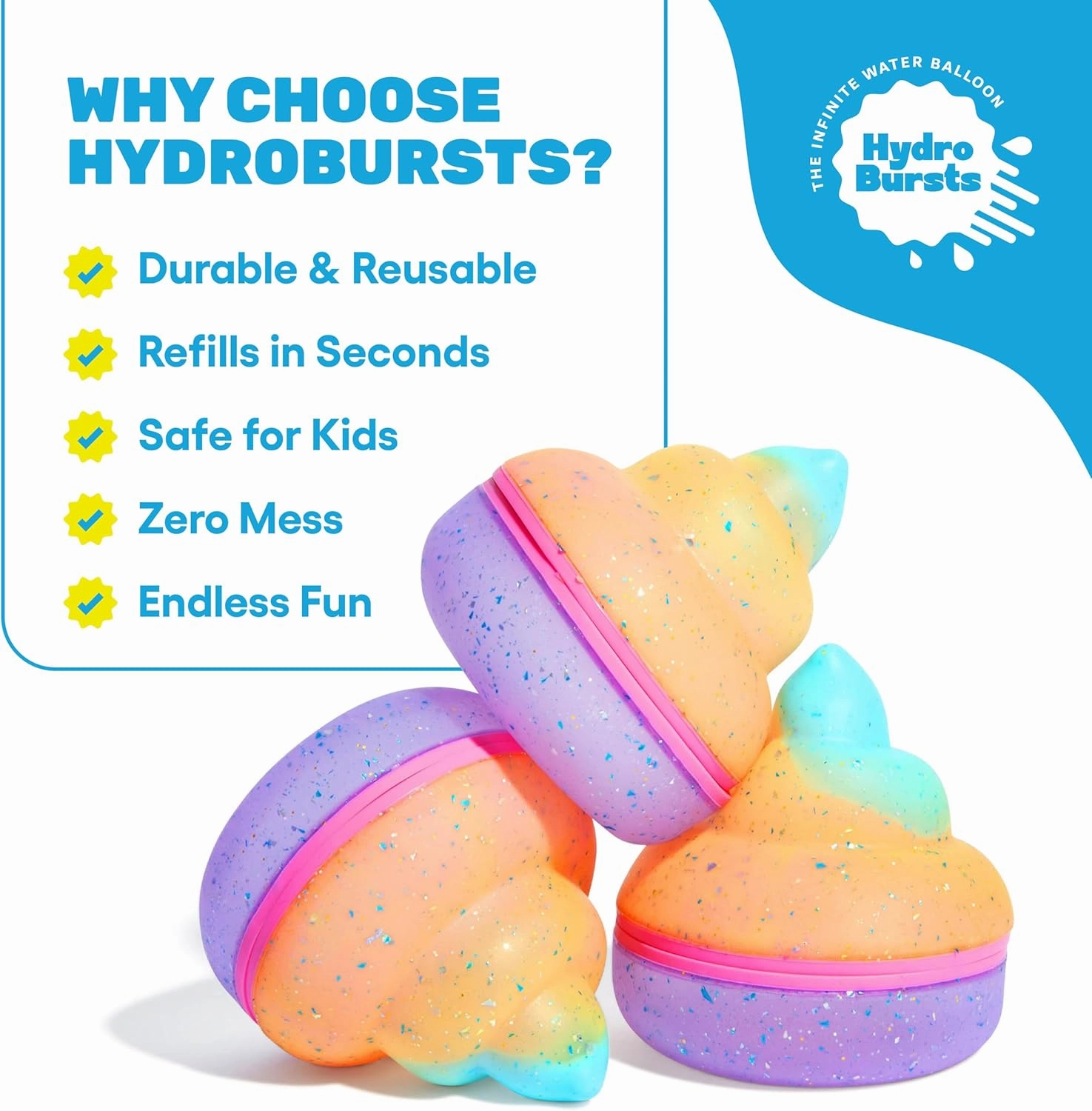 Hydroburst 10-pack Reusable Water Balloons by Relatable, For The Pool, Beach Toys And Outdoor Play Toys, Includes 10 Refillable Balloons With Poopy Faces