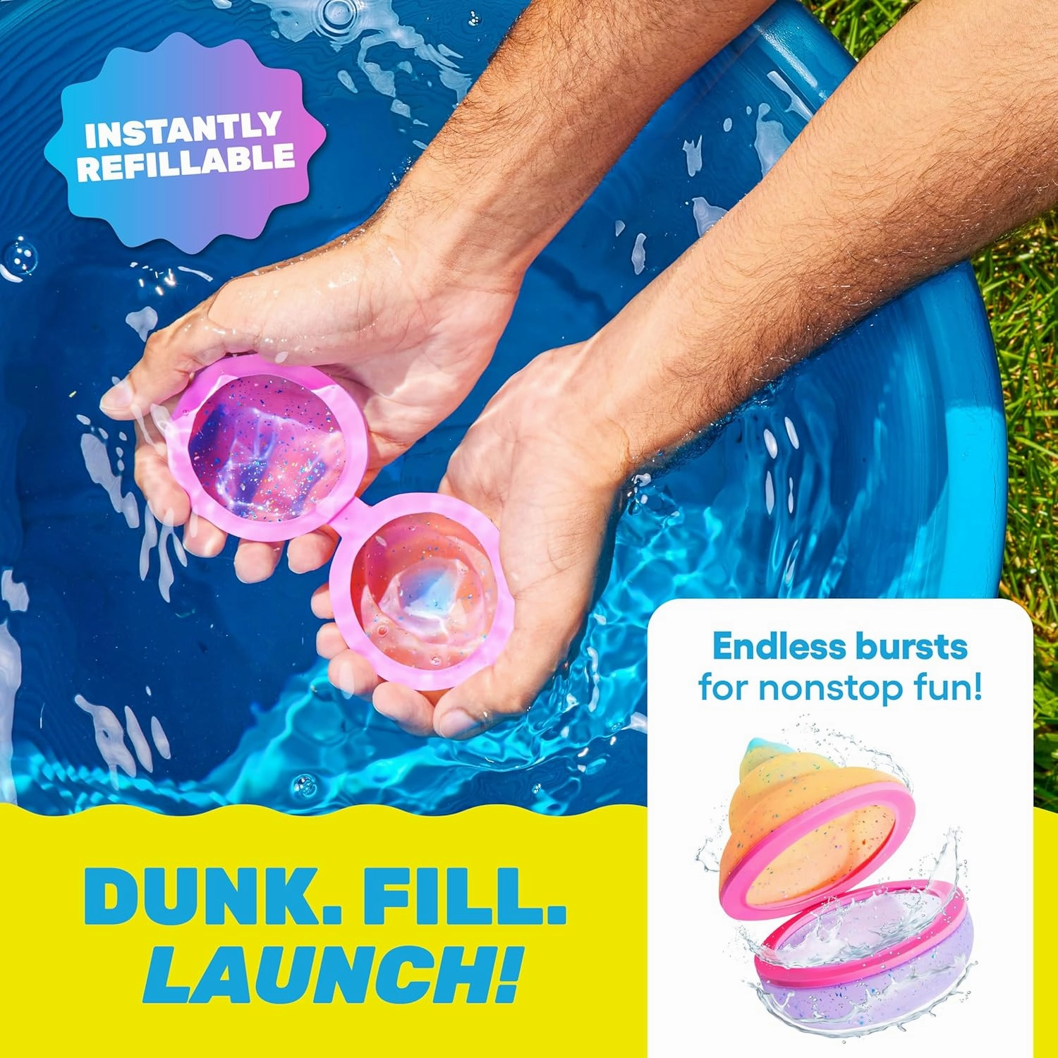 Hydroburst 10-pack Reusable Water Balloons by Relatable, For The Pool, Beach Toys And Outdoor Play Toys, Includes 10 Refillable Balloons With Poopy Faces