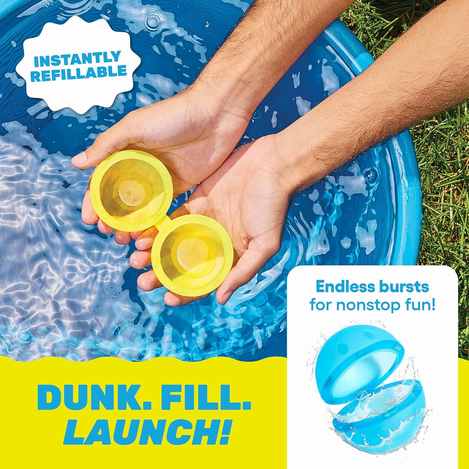 Hydroburst 10-pack Reusable Water Balloons by Relatable, For The Pool, Beach Toys And Outdoor Play Toys, Includes 10 Refillable Balloons With Smiley Faces