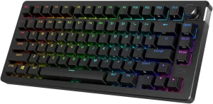 HyperX Alloy Rise 75 Wireless – Hot-Swappable 75% Mechanical Gaming Keyboard, PC, Up to 80 Hours Backlighting On, Dual Wireless 2.4GHz & Bluetooth