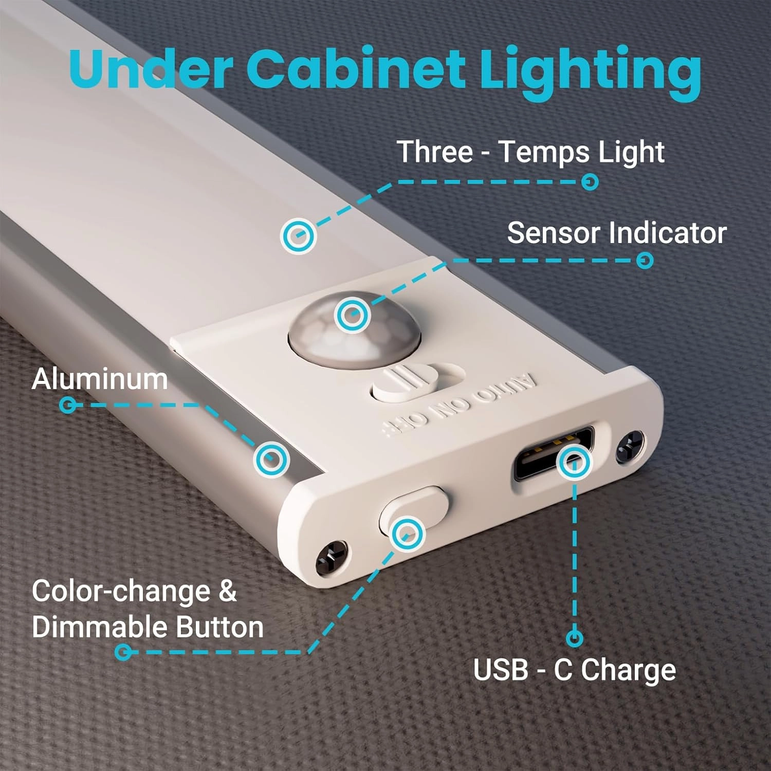 hyrion Under Cabinet Lights, Dimmable 3 Color Temps LED Rechargeable 1500mAh Motion Sensor Light, Magnetic Wireless Closet Battery Operated Lighting for Kitchen Cabinets, Stairs, Wardrobe