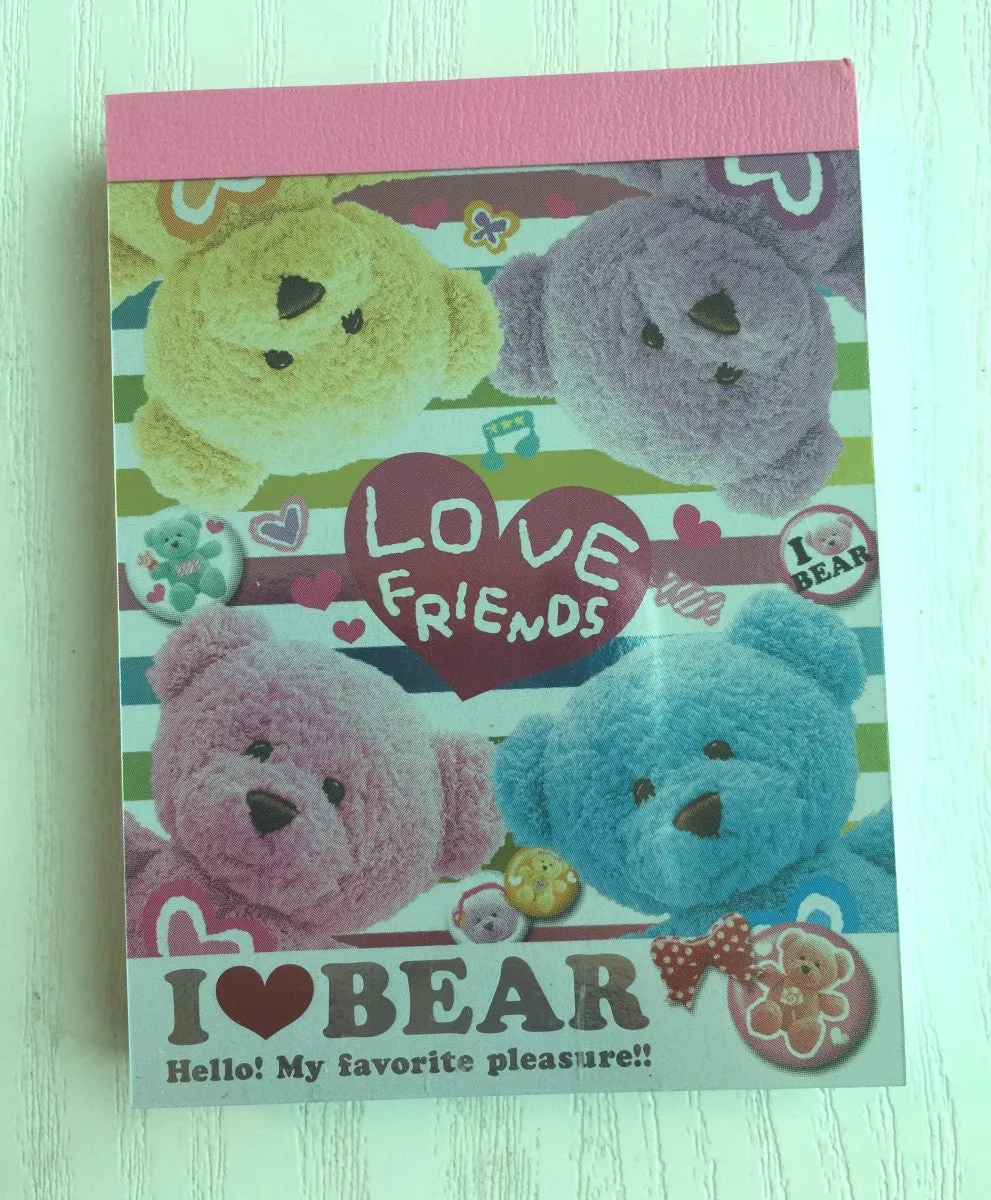 I Love Bear mini Memo Pad by Kamio from Japan