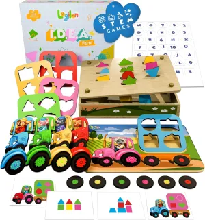I.D.E.A. Montessori Wooden Shape Sorting Toy– Busy Board Game for Toddlers-Color&Pattern Matching Puzzle for Preschoolers – STEM Educational Game for Kids Ages 3 4 5 –