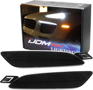 iJDMTOY Smoked Lens Amber Full LED Bumper Side Marker Light Kit Compatible With Porsche Panamera 2014-2016, Powered by 40-SMD LED, Replace OEM Front Sidemarker Lamps