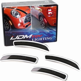 iJDMTOY Smoked Lens Amber/Red Full LED Side Marker Light Kit Compatible With Gen3 MINI Cooper F55 F56 F57, Powered by Total 160-SMD LED, Replace OEM Sidemarker Lamps