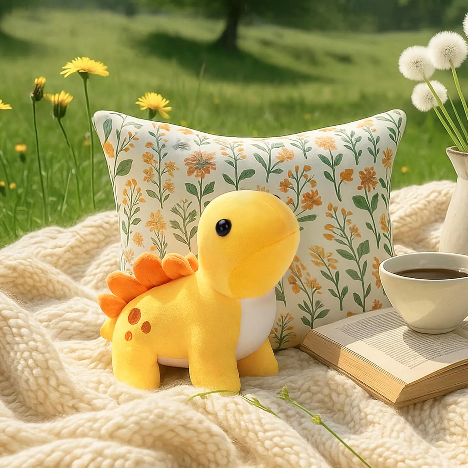 IKASA Dinosaur Stuffed Animals Plush Toys,Cuddly 9.5" Cute Stegosaur Soft Small Fluffy Toy, Gifts for Family Kids Girls Boys Children