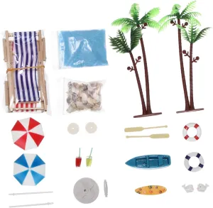 IMIKEYA 18pcs Miniature Beach Ornaments Set Colorful Dollhouse Accessories Shells and Umbrellas for and Home Decoration