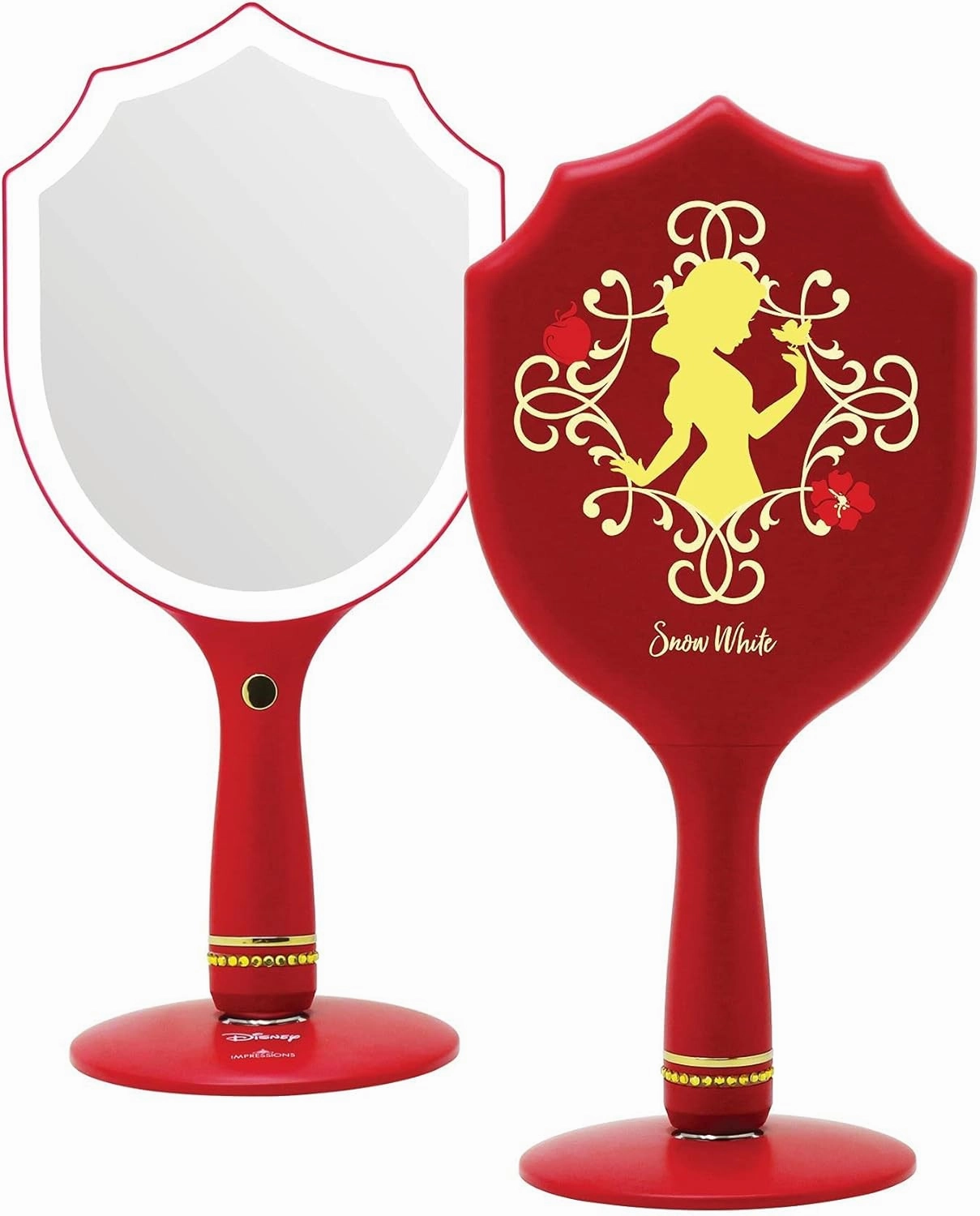 Impressions Vanity Disney Princess Snow White LED Handheld Makeup Mirror with Standing Base, Vanity Mirror with Shimmering Button