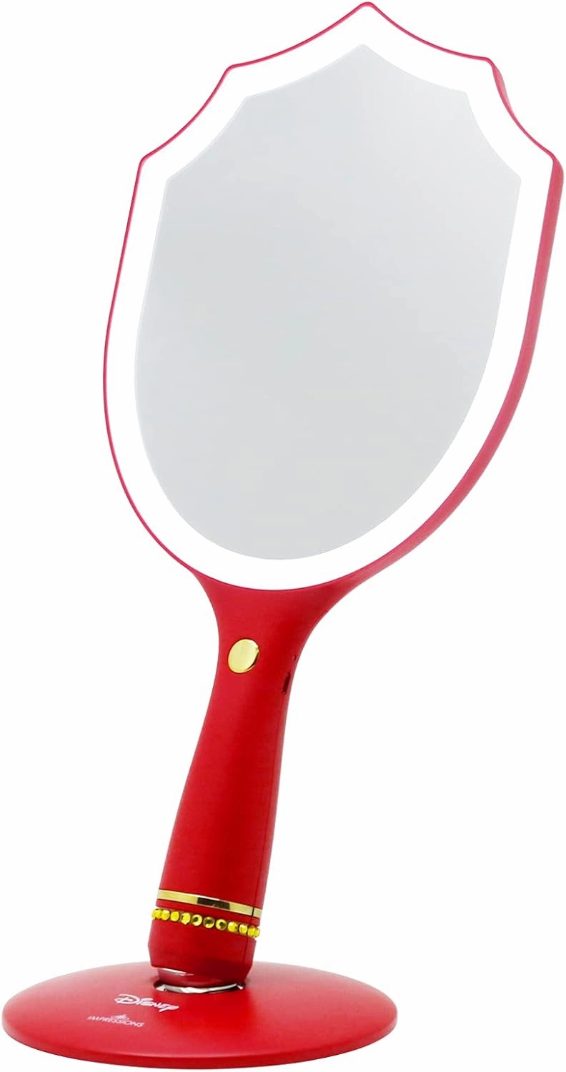 Impressions Vanity Disney Princess Snow White LED Handheld Makeup Mirror with Standing Base, Vanity Mirror with Shimmering Button