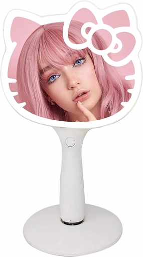 Impressions Vanity Hello Kitty LED Handheld Mirror, Makeup Vanity Mirror with Standing Base and Adjustable Brightness
