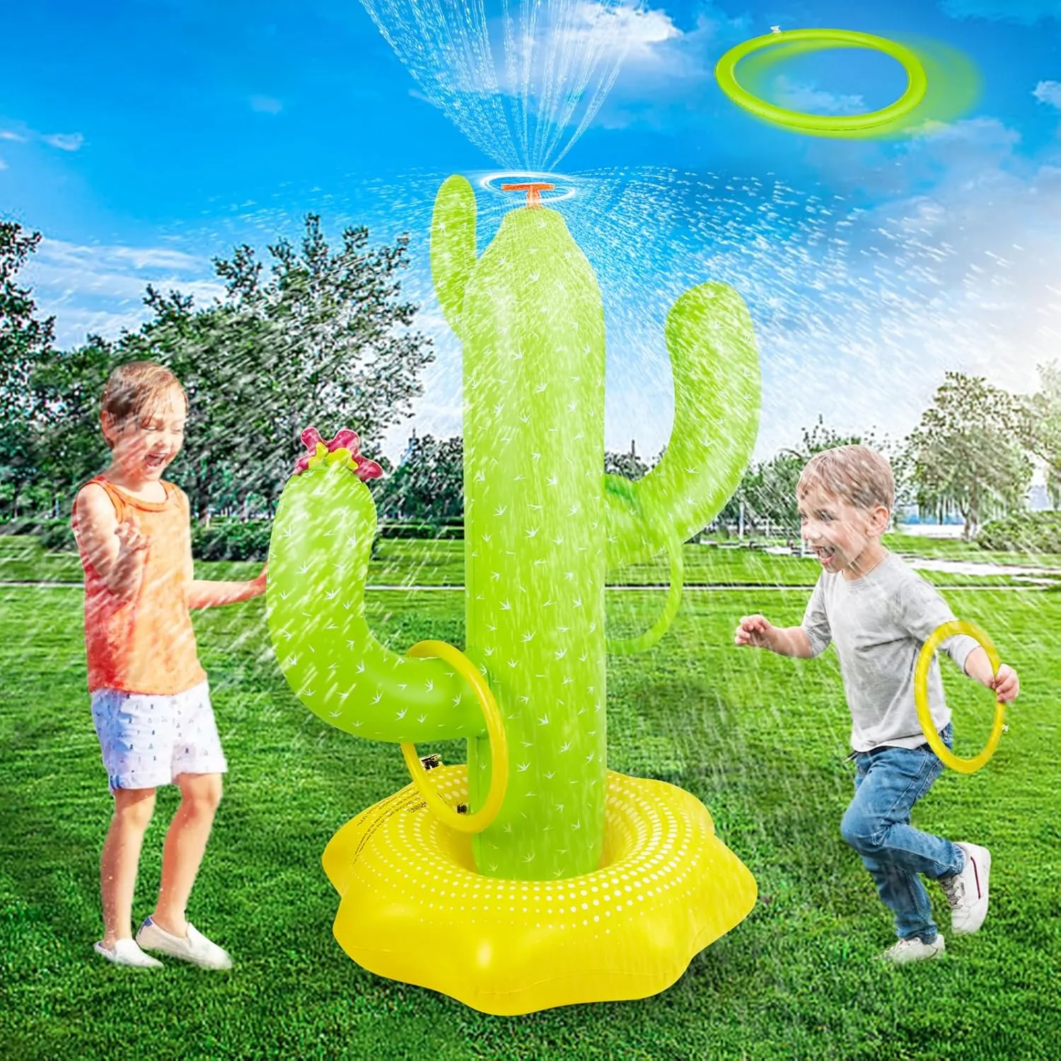 Inflatable Giant Cactus Inflatable Sprinkler - Sprinkler for Kids, Backyard Garden Sprinkler Water Toys for Boys Girls,Summer Party Fun,Water Sprinklers Inflatable Toys