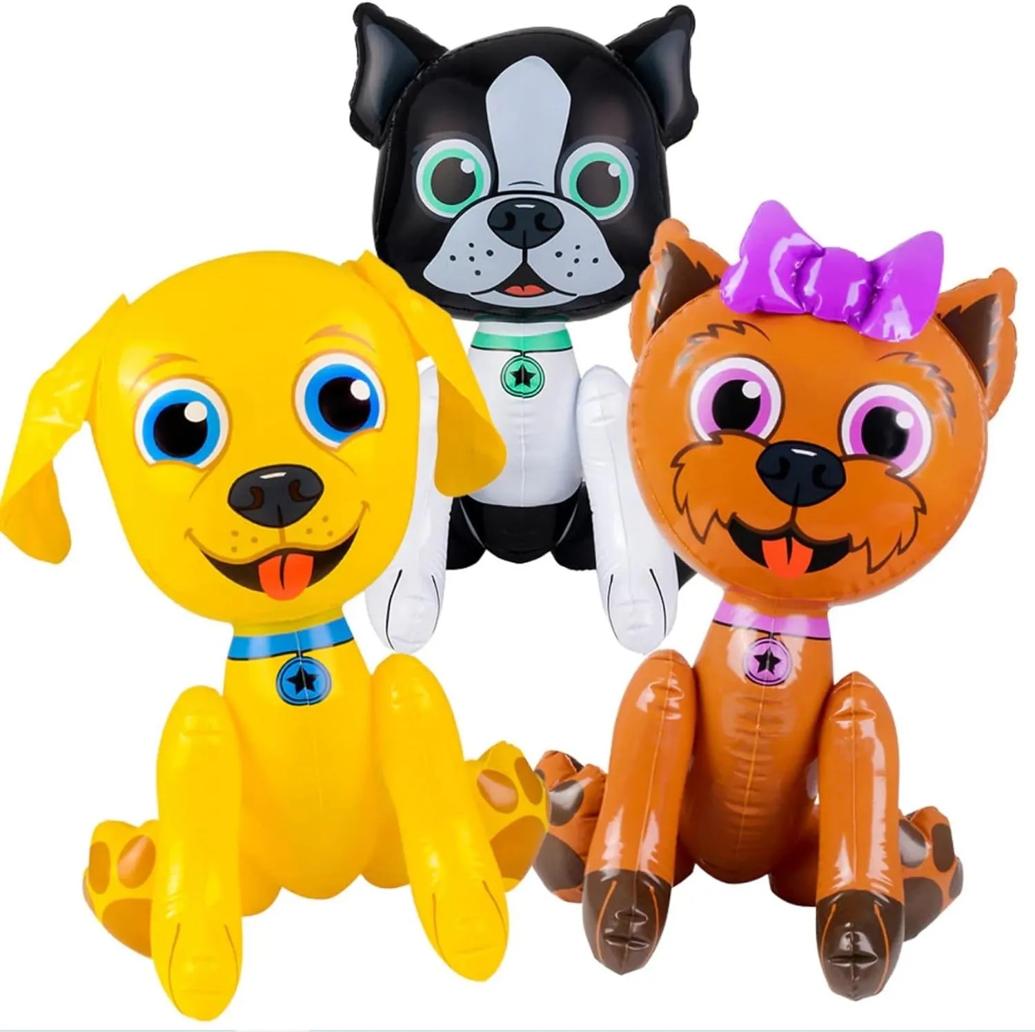Inflatable Puppy Dogs, 3 Pc Set, 24 Inch Decorations, Toys Colorful Photo Prop