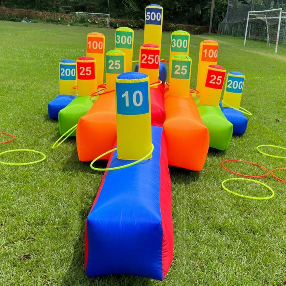 Inflatable Ring Toss Throwing Game with Blower&20pcs Ring Toss,Inflatable Interactive Hoopla Games Popular Carnival Game for Birthday Partis, Lawn Games, School Events (13ft(L)*8.2ft(W)*4.6ft(H)