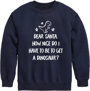 Instant Message - Dear Santa Dinosaur - Toddler & Youth Crewneck Fleece Sweatshirt