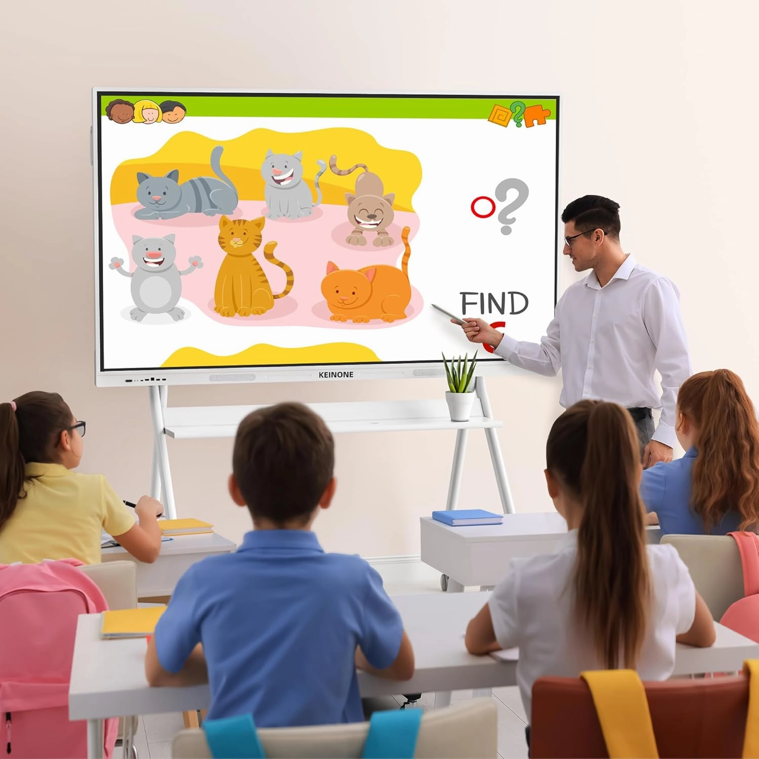 Interactive Smart Board for Classroom, 55” 8 128 GB Electronic Digital Whiteboard Built-in Android OS & Open App Ecosystem - 4K Touchscreen Smartboard for Home Office School Studio Display