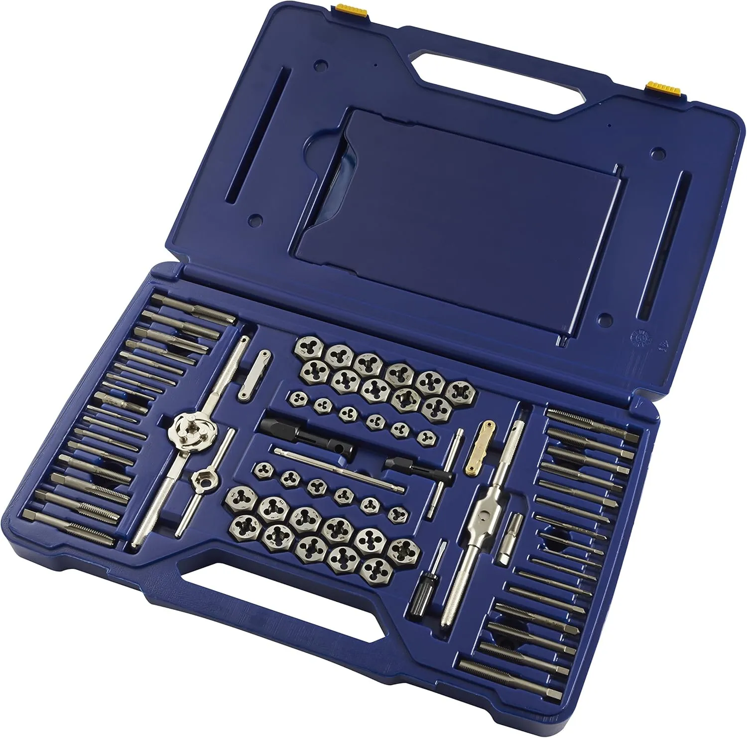 IRWIN Tools Hanson Machine Screw/Fractional/Metric Tap and Hex Die and Drill Bit Deluxe Set, 117 Piece 26377, Silver/Blue