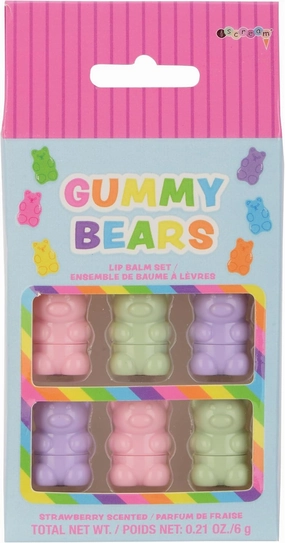 iscream 6-Piece Mini Gummi Bears Shaped Strawberry Scented Lip Balm Set