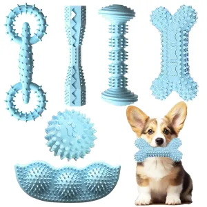 iYoway Puppy Toys 6 Pack Puppy Chew Toys Puppy & Small Dog Chew Toys for Teething Soft Durable Interactive Puppy Teething Toys Set (Blue)