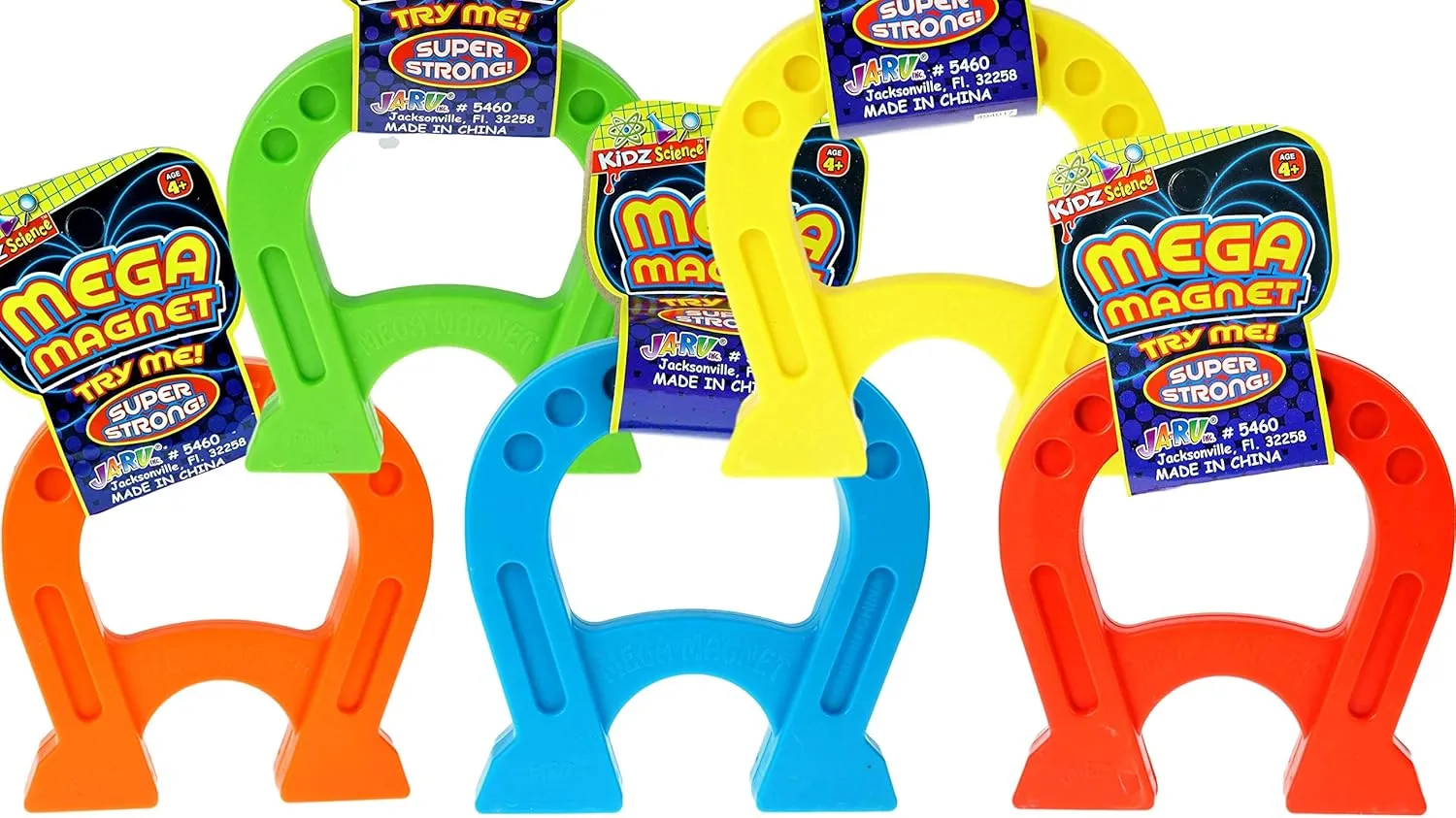 JA-RU Kidz Science Jumbo Magnet Toy (12 Horseshoe Magnets) Strong Magnetic Toys for Kids. Classroom Must Haves, Science Kit & Back to School Supply Kits. Preschool STEM Learning Activities. 5460-12p
