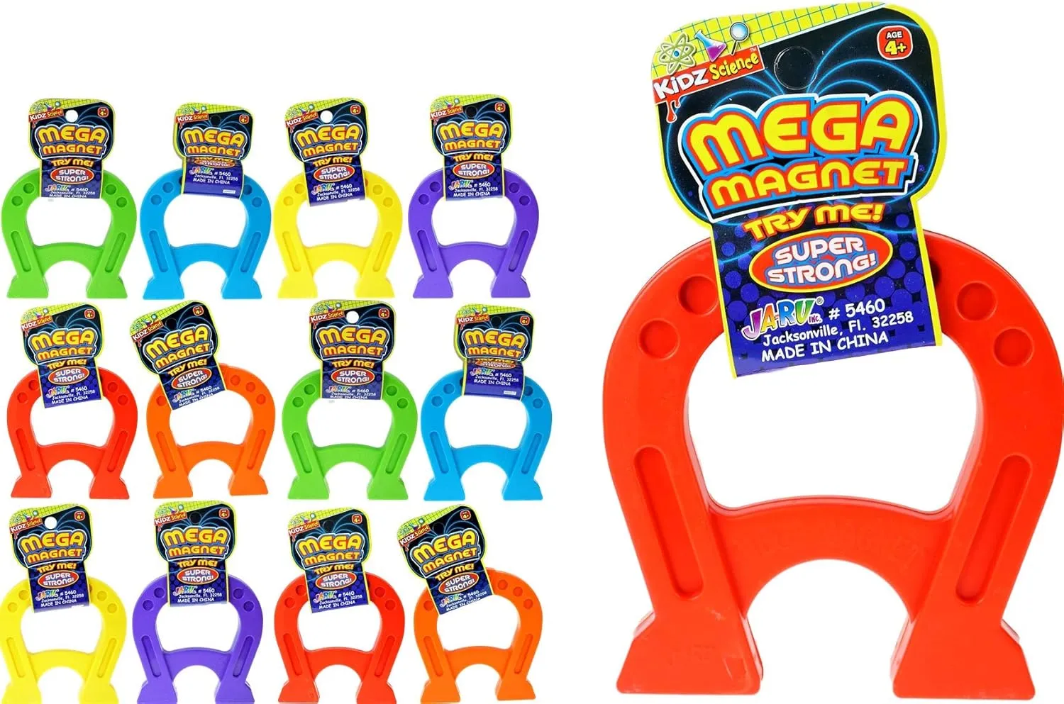 JA-RU Kidz Science Jumbo Magnet Toy (12 Horseshoe Magnets) Strong Magnetic Toys for Kids. Classroom Must Haves, Science Kit & Back to School Supply Kits. Preschool STEM Learning Activities. 5460-12p