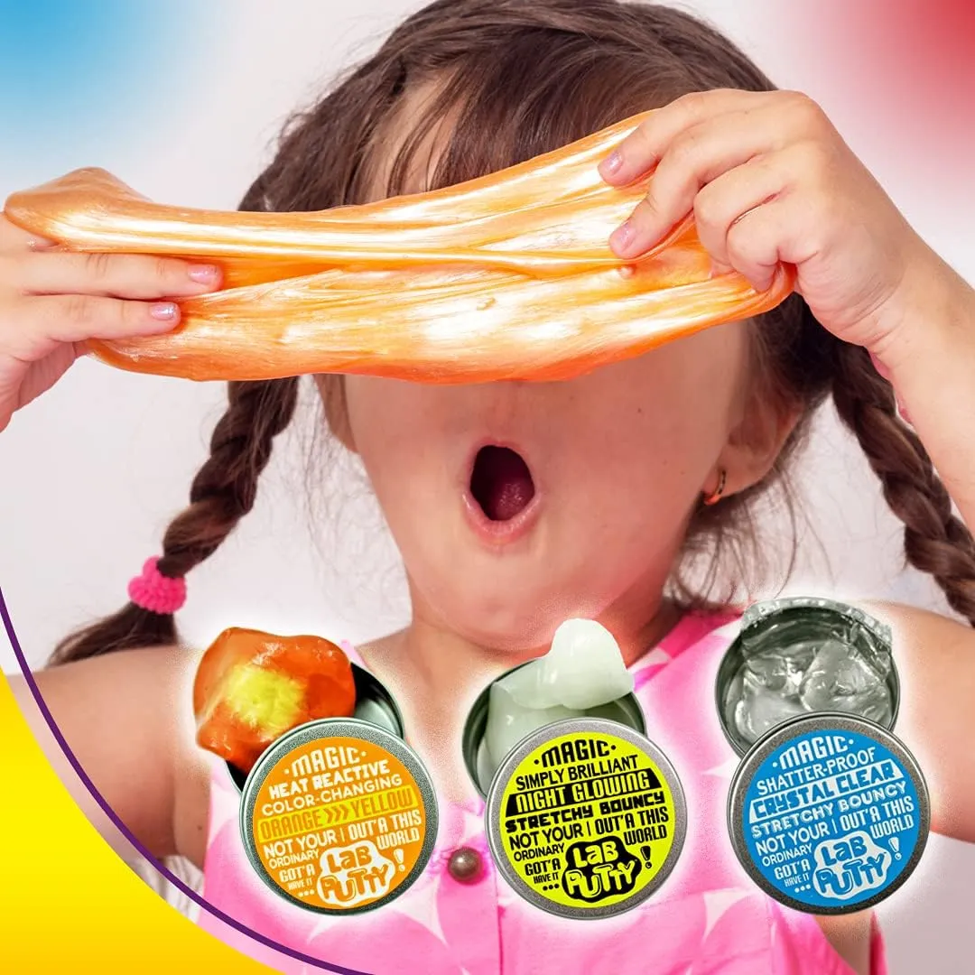 JA-RU Lab Putty Bundle Slime Set (2 Fidget Pack, 6 Units) Bouncy Color Changing Toys, Magnetic Putty, Glow in The Dark Slime, Clear Slime. Stress Relief Toy Therapy Putty. Sensory Toy. 9580-2p