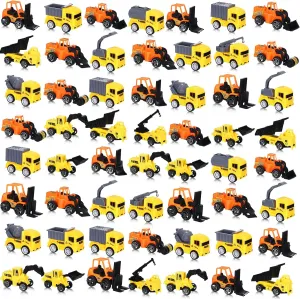 Jerify 50 Pcs Construction Vehicles Truck Engineering Construction Party Favors Toy Set Mini Pull Back Tractor Toys for Birthday Cake Decor Christmas Stocking Stuffers