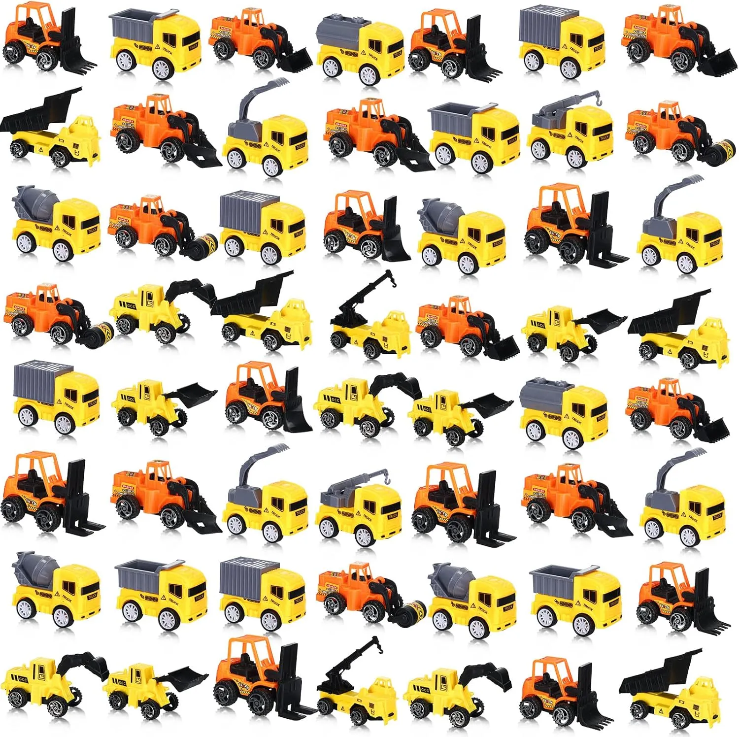 Jerify 50 Pcs Construction Vehicles Truck Engineering Construction Party Favors Toy Set Mini Pull Back Tractor Toys for Birthday Cake Decor Christmas Stocking Stuffers