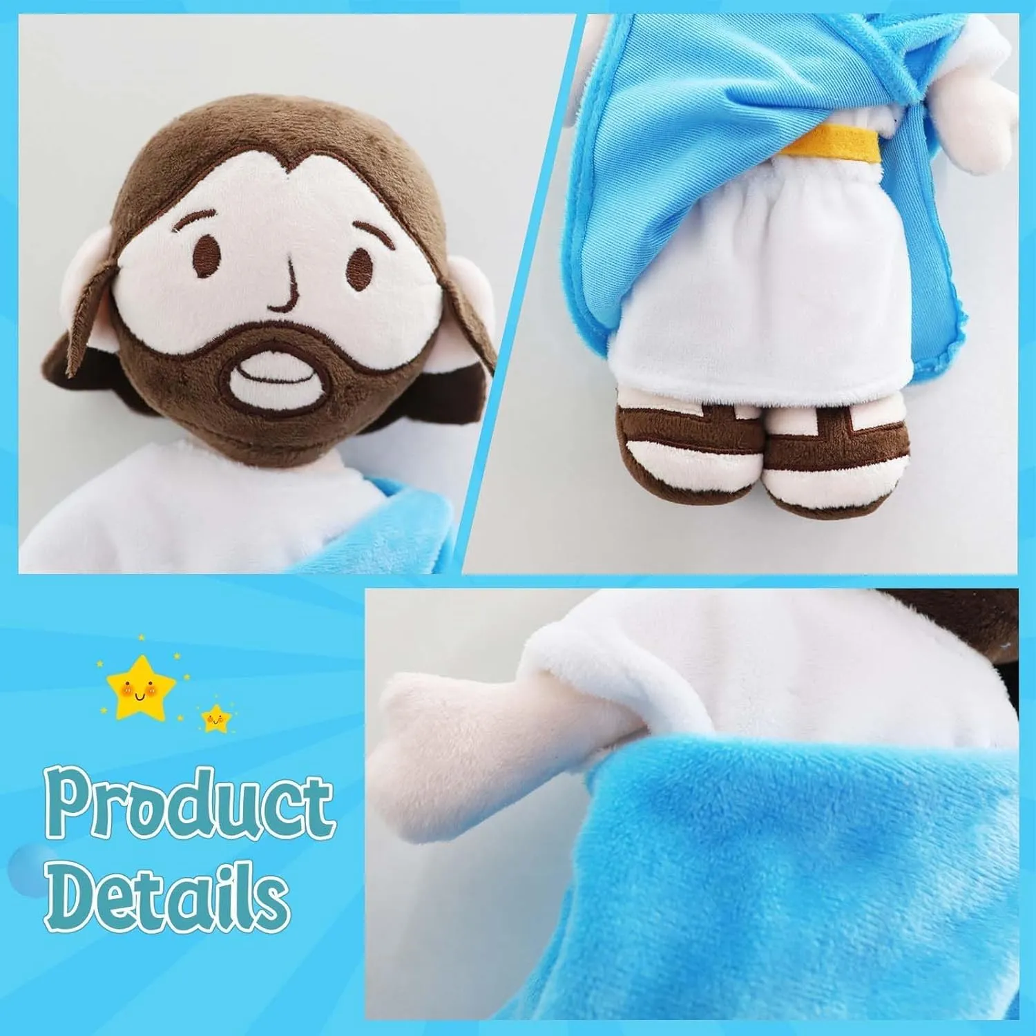 Jesus Plush Doll Guardian Angel Stuffed Animal with Wings Baptism plushie Toy Gifts for Kids for Christening Religious Easter