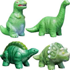 Jet Creations 4 Dinosaur Vinyl Figurines, Green Color with Shimmering Pearlescent Look. Size 4 inch. Collectible Display, Desktop Display at Home or in Office, Prehistoric Jurassic Theme Decoration
