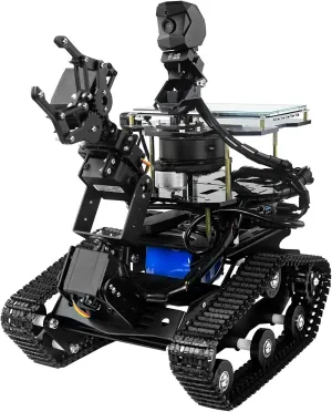 Jetson Nano AI Robot Kit with Rplidar A1 Radar ROS Smart Tank Car DIY Robot Arm Kit SLAM Build Maps, Autonomous Navigation,with 7 Inch Touchscreen (Included Jetson Nano 4GB)