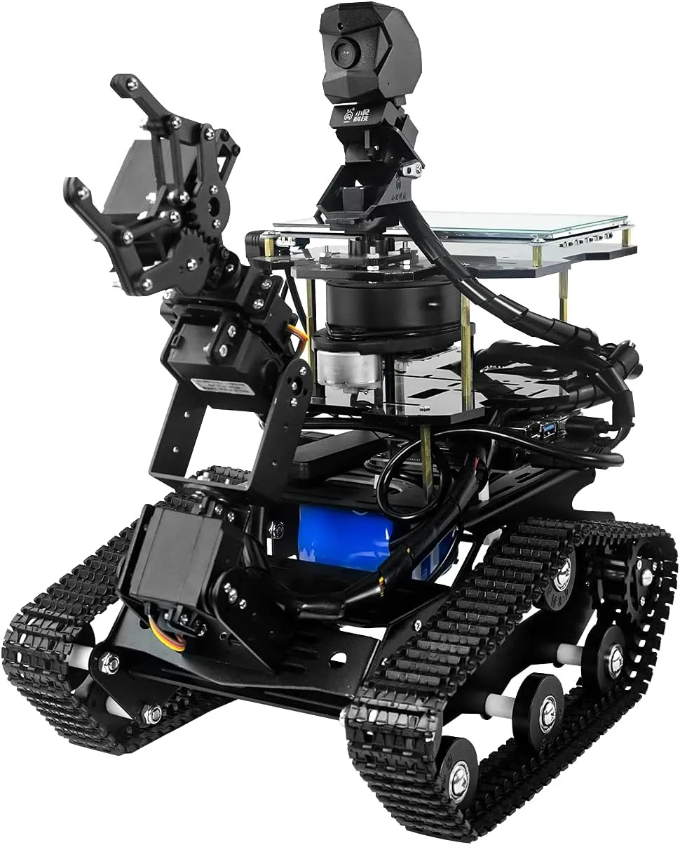 Jetson Nano AI Robot Kit with Rplidar A1 Radar ROS Smart Tank Car DIY Robot Arm Kit SLAM Build Maps, Autonomous Navigation,with 7 Inch Touchscreen (Included Jetson Nano 4GB)