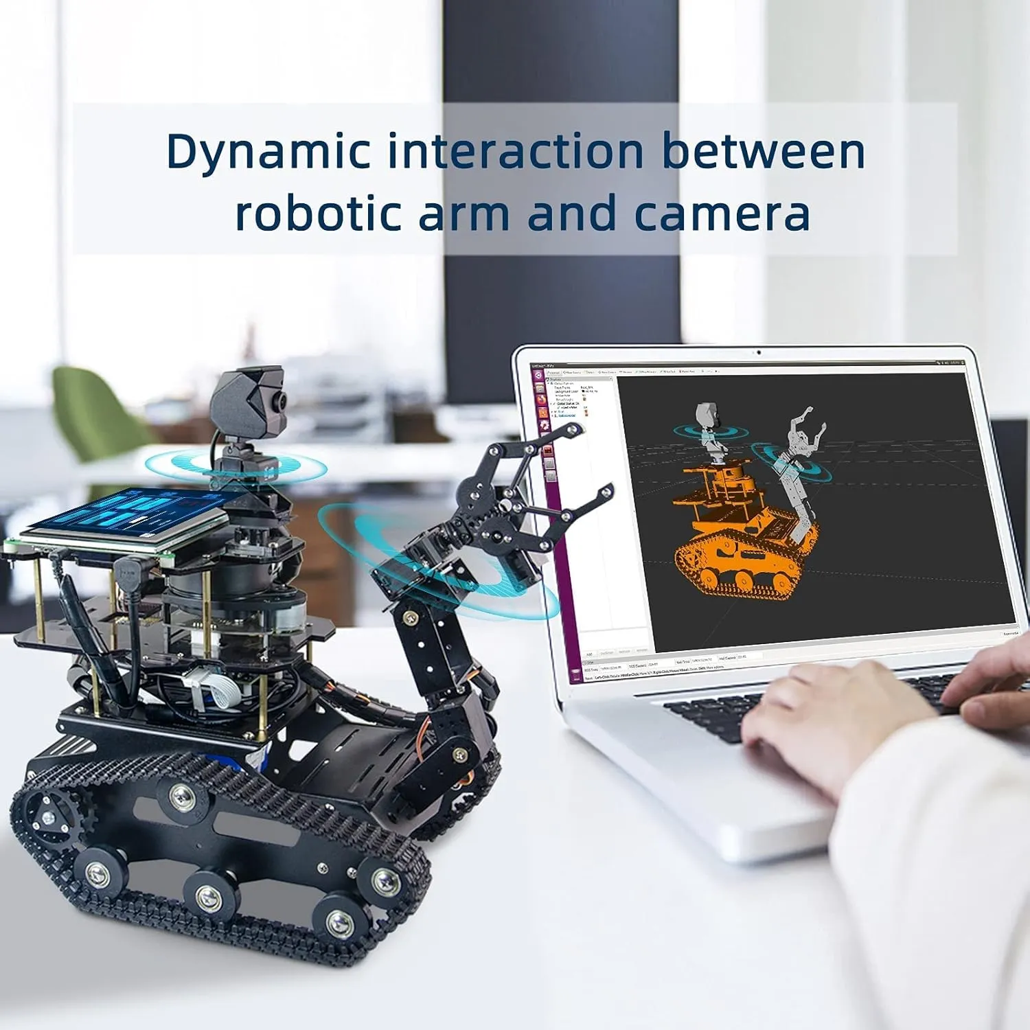 Jetson Nano AI Robot Kit with Rplidar A1 Radar ROS Smart Tank Car DIY Robot Arm Kit SLAM Build Maps, Autonomous Navigation,with 7 Inch Touchscreen (Included Jetson Nano 4GB)